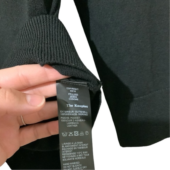 The Kooples 100% Merino Wool with Lambskin Pocket Black Sz XS - Picture 9 of 9